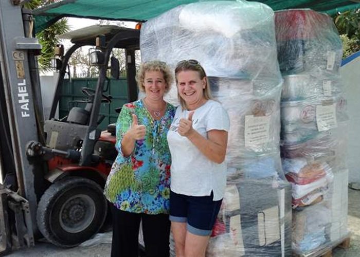 Two pallets of material donations for Carvoeiro Cat Charity