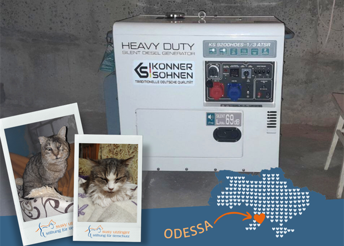 Der Generator ist im Lightshell Shelter in Odessa (UA) angekommen...
